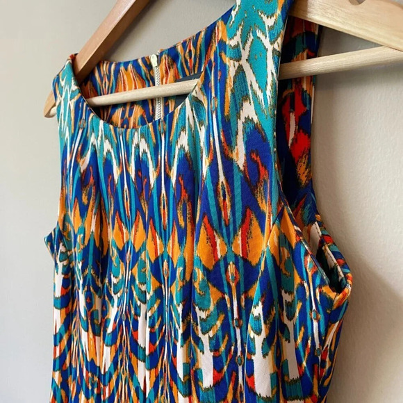 Gabby Skye Women's 4P Petite Sleeveless Patterned Fit and Flare Multicolor Dress - Picture 8 of 16